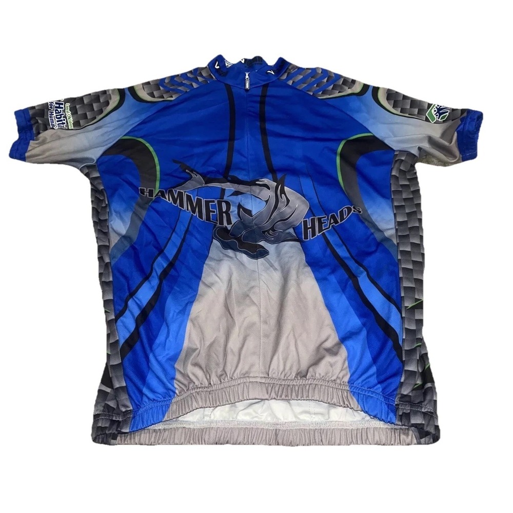 Vgear Hammer Heads Cycling Tshirt Bicycle Shirt Blue Gray Men's Sz XL